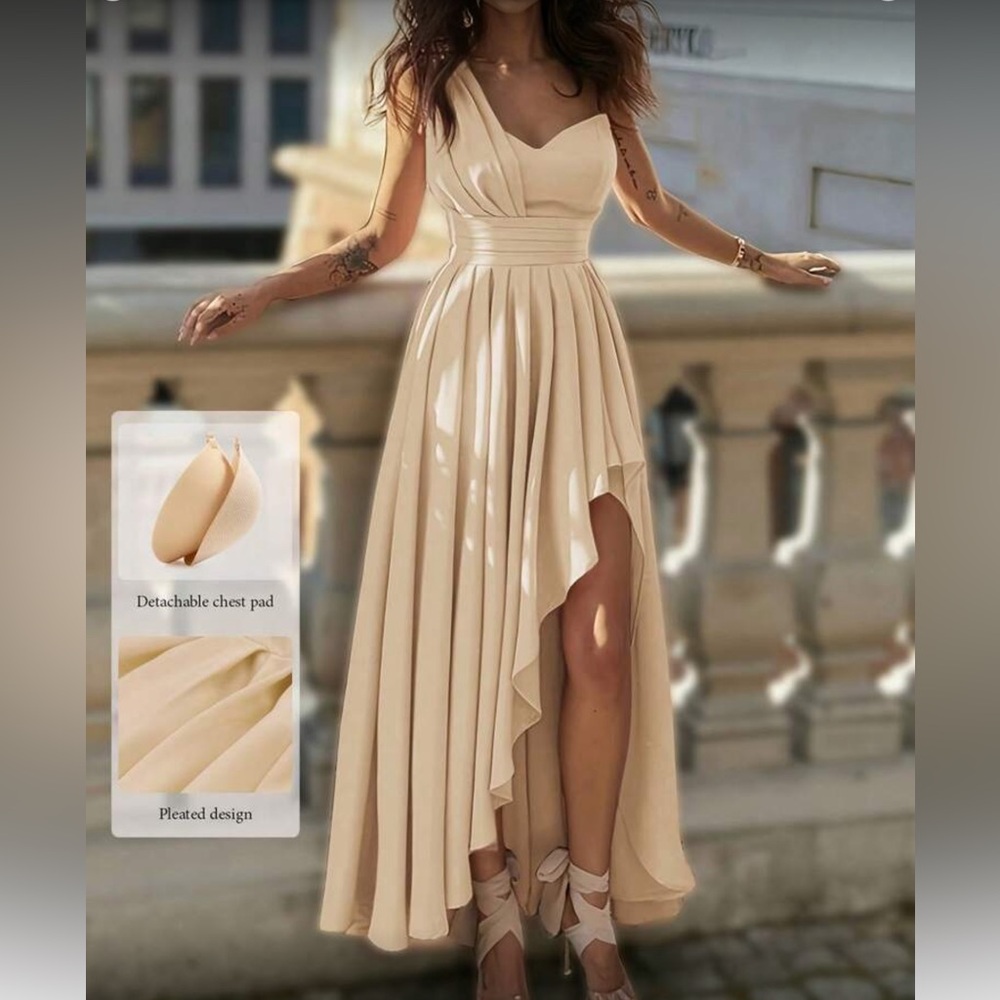 Elegant Orange Evening Gown - Picture 3 of 7